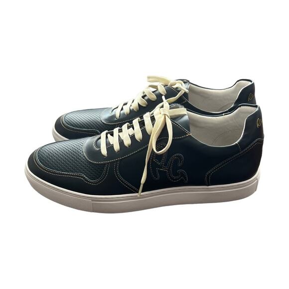 Robert Graham Barrelman Leather Sneakers In Navy Blue Size 11 - Picture 2 of 13